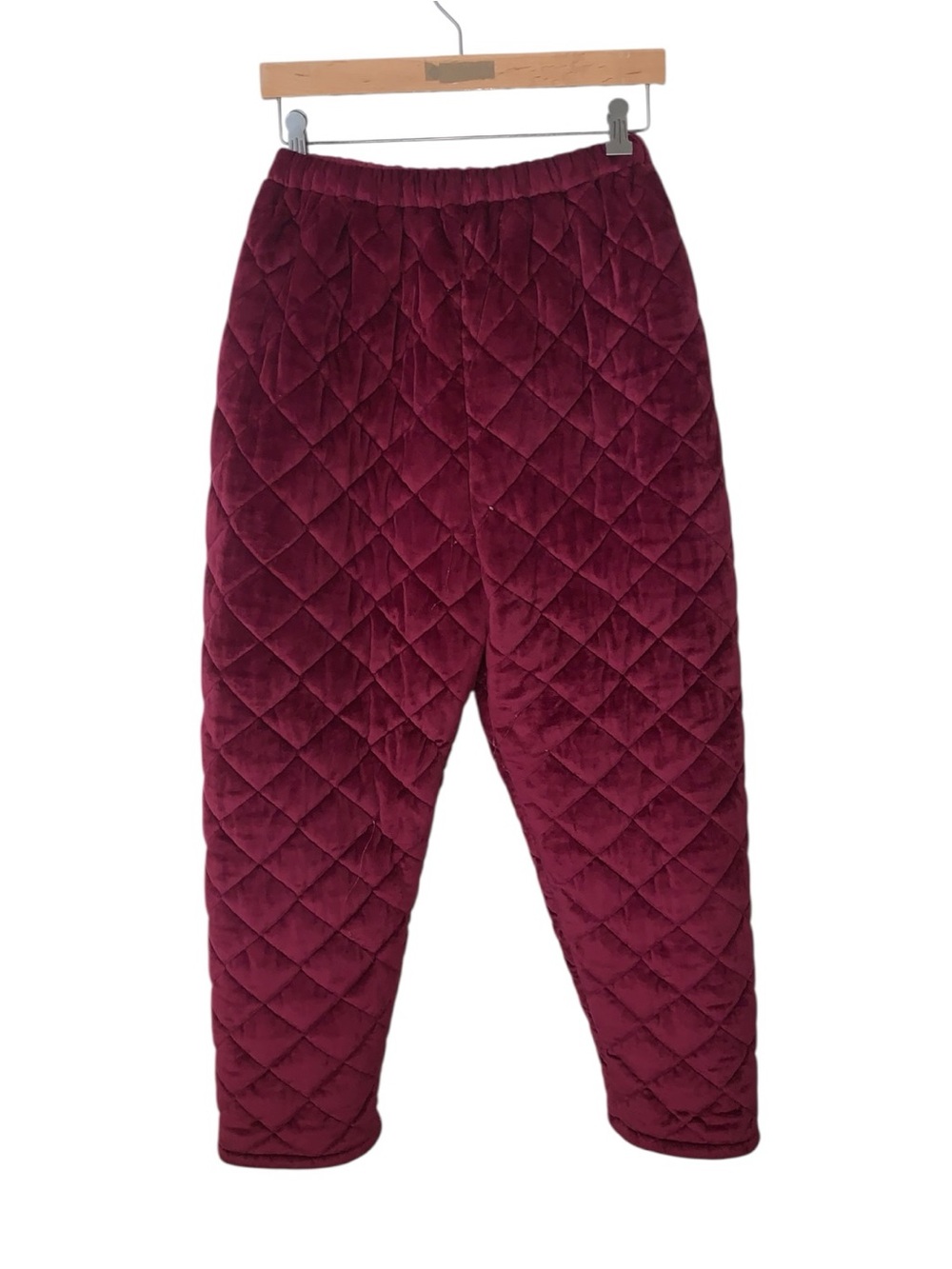 Quilted Burgundy Super Warm Heavy Fleece Cozy Puffer Pants Winter